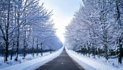 Obraz premium winter road and cold day 