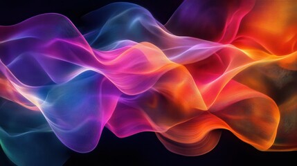 Obraz premium Abstract Neon Wave Background - Colorful Glowing Lines on Black Background