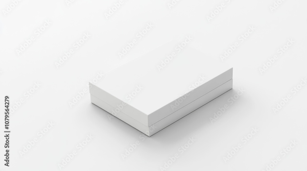 Poster empty white rectangular box template set against a plain white backdrop