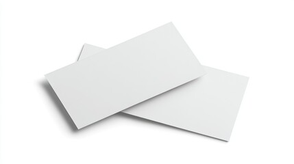 Two pieces of paper or plastic such as cards tickets flyers invitations coupons or banknotes isolated against a white background