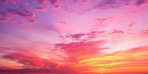 Naklejka premium Vibrant purple and orange hues painting the sky at sunset, vibrant, evening, hues