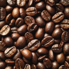 Fototapeta premium Close-Up Texture of Roasted Coffee Beans - Brown and Shiny.