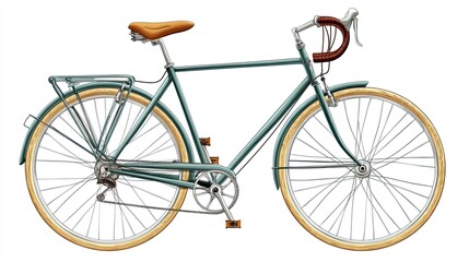 Vintage Green Bicycle with Brown Saddle and Handlebars
