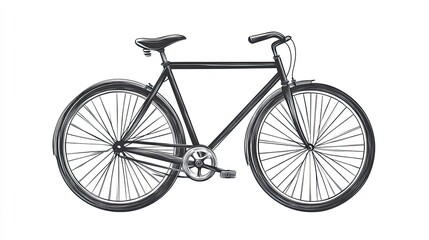 Hand-drawn Illustration of a Black Bicycle