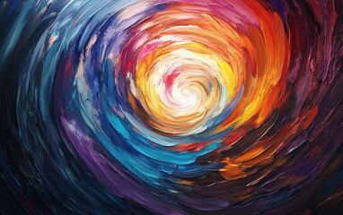 Abstract Swirling Colors, Oil Painting Texture, Colorful Vortex Background.