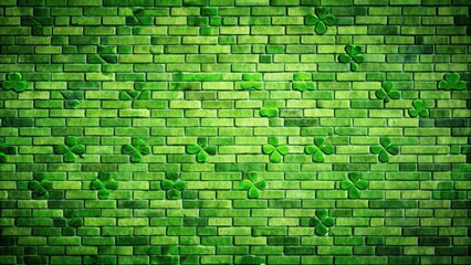 Fototapeta premium St Patricks Day themed green brick wall background, St Patricks Day, green, brick wall, background, texture, Irish