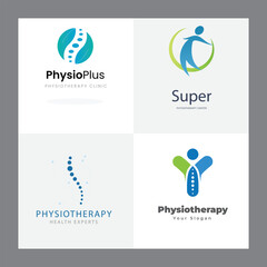 Set of gradient physiotherapy logo templates Physiotherapy logo template collection