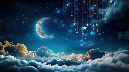 Tranquil Abstract Night Sky with Delicate Stars and Pastel Clouds for Dreamy Solitude