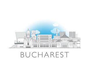 Obraz premium Bucharest skyline cityscape vector illustration