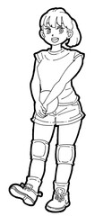 バレーボールを持った女の子のイラスト