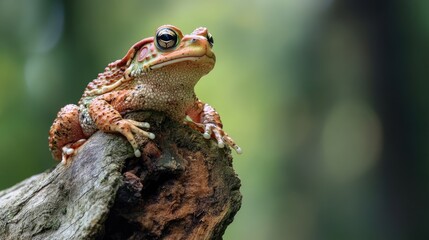 Obraz premium Aga toad bufo marinus perched on a tree log an amphibian species found in wetland ecosystems