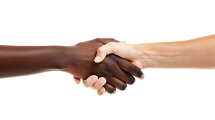 Two hands grasping, handshake on white transparent background

