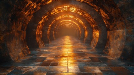 3d rendering bright science fiction tunnel bright background