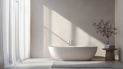 Stylish minimalist bathroom featuring elegant accents and a soothing neutral palette