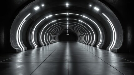 Naklejka premium 3d rendering dark science fiction tunnel dark background