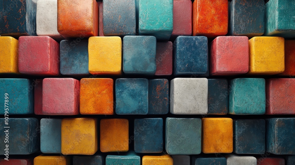 Poster abstract cube material geometry background 3d rendering