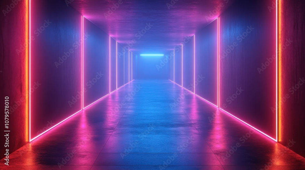 Poster abstract glowing neon lines background 3d rendering