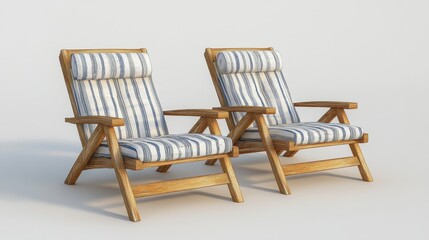 beach chairs with cartoon style 3d rendering