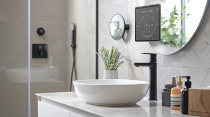 Fototapeta premium Modern Bathroom with Sleek Design and Technology