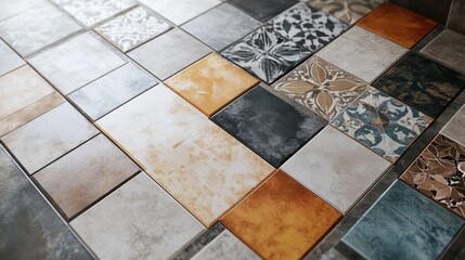 Assorted decorative tiles in various colors for bathrooms AI generated design inspiration