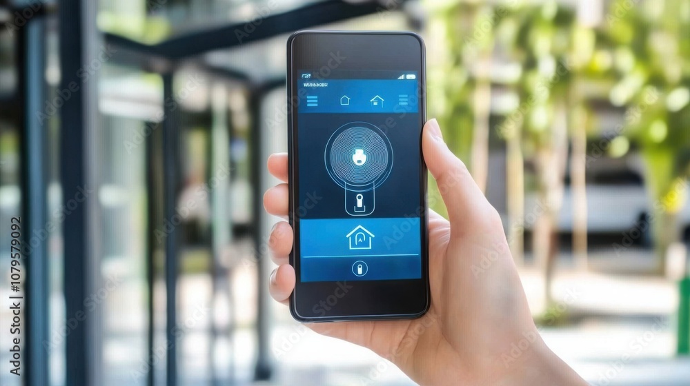 Poster smart home control on mobile device in urban setting