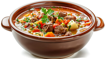 Hearty Meat and Vegetable Stew in Traditional Clay Pot
