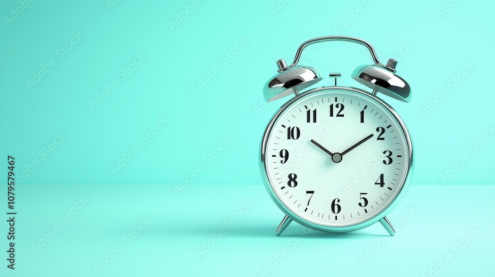 Poster alarm clock with countdown timer at center for a website isolated random pastel color background