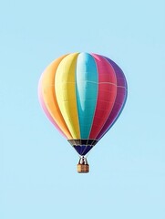 Fototapeta premium Mesmerizing Hot Air Balloon Floating Gracefully in the Dreamlike Sky Showcasing a Vibrant Palette of Pastel Hues and Striking Geometric Patterns for a Captivating Aerial Adventure