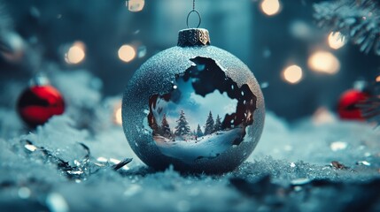 Enchanted Discovery: Broken Christmas Ornament Unveils Hidden World Inside - Conceptual Surprise Element