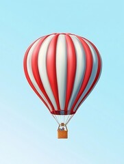 Fototapeta premium Striking Striped Hot Air Balloon Floating Serenely Against a Clear Sky The vibrant jewel toned balloon drifts effortlessly through the vast captivating expanse of the azure sky