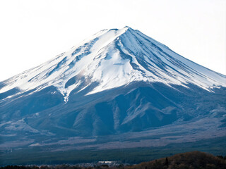Fototapeta premium mountain in winter. mountain, volcano, landscape, snow, mount, fuji, nature, sky, peak, japan, travel, lake, mt, clouds, kamchatka, mountains, view, scenery, forest, tourism, top, panorama, winter, tr