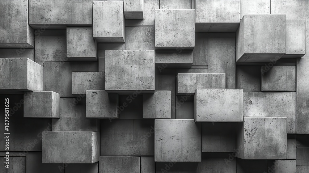 Poster cubes and materials abstract geometries 3d rendering