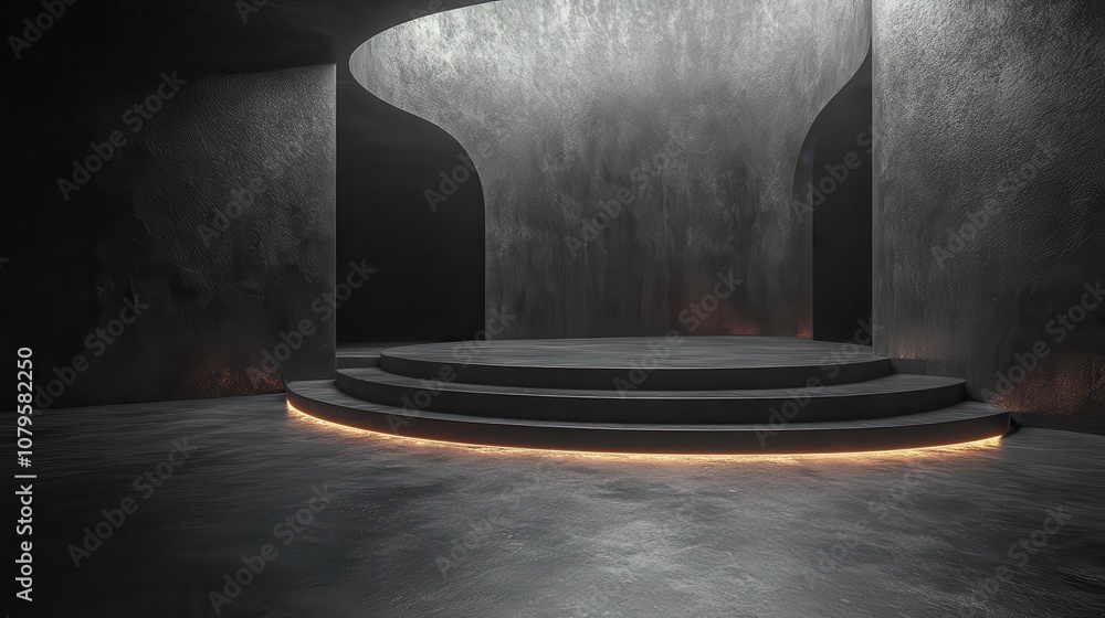 Poster dark room with geometry shape 3d rendering