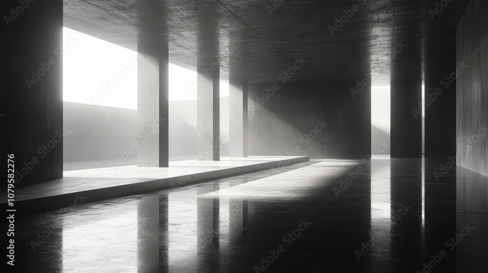 Poster dark room with geometry shape 3d rendering