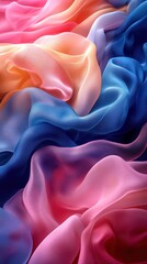 Colorful, flowing fabric textures in soft pastel hues.