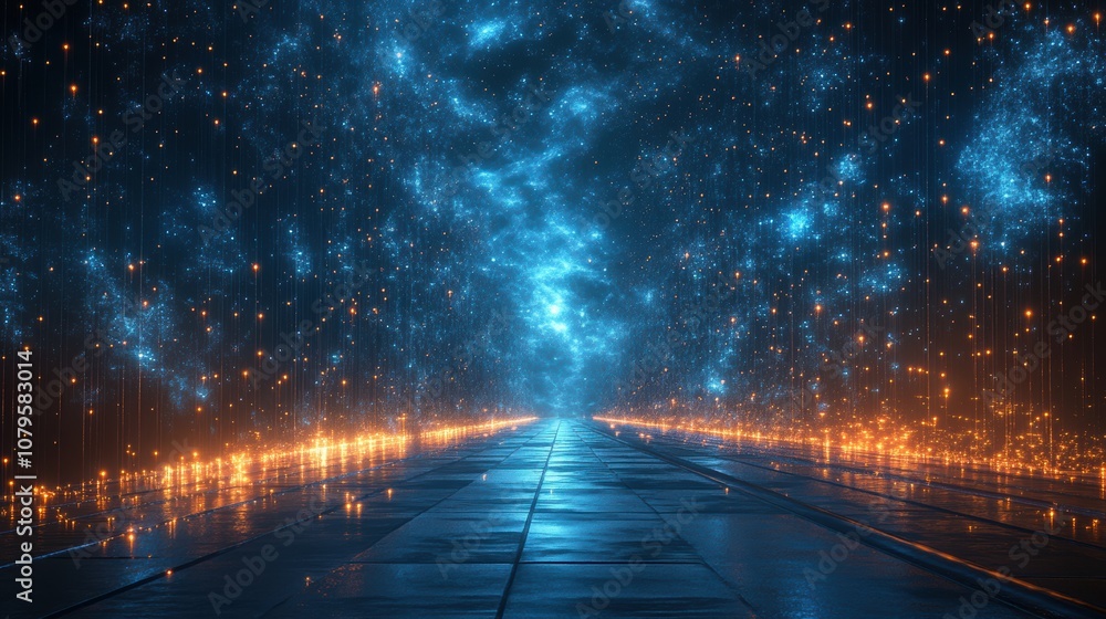 Poster digital space and moonlight 3d rendering