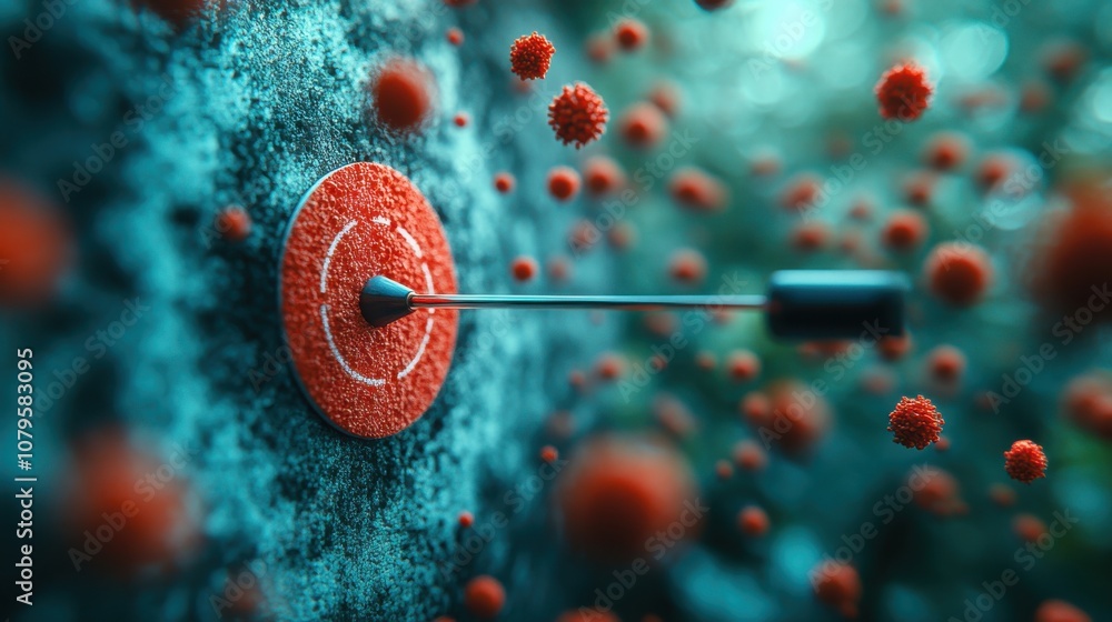 Poster dispersed corona viruses with aiming target 3d rendering