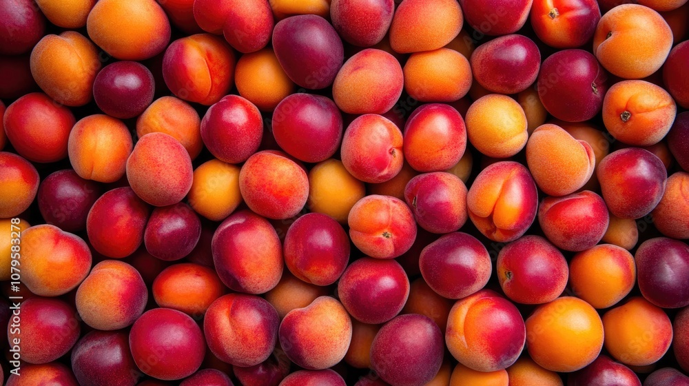 Aufkleber background featuring an array of ripe red and orange apricots