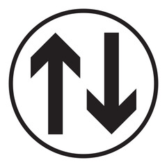 Up and down arrow. Upward and downward arrow sign.