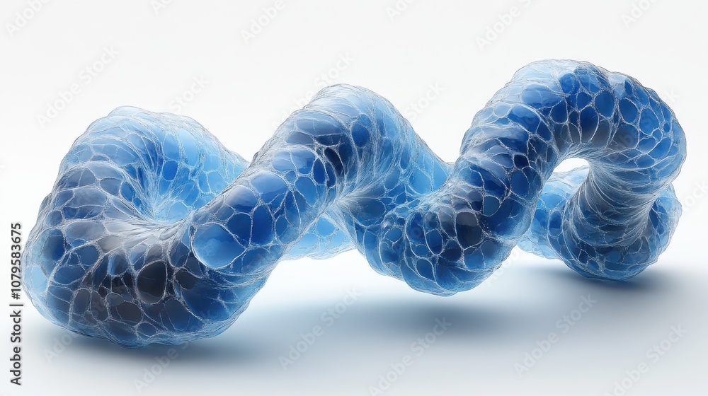 Poster dna with blue transparent structure 3d rendering