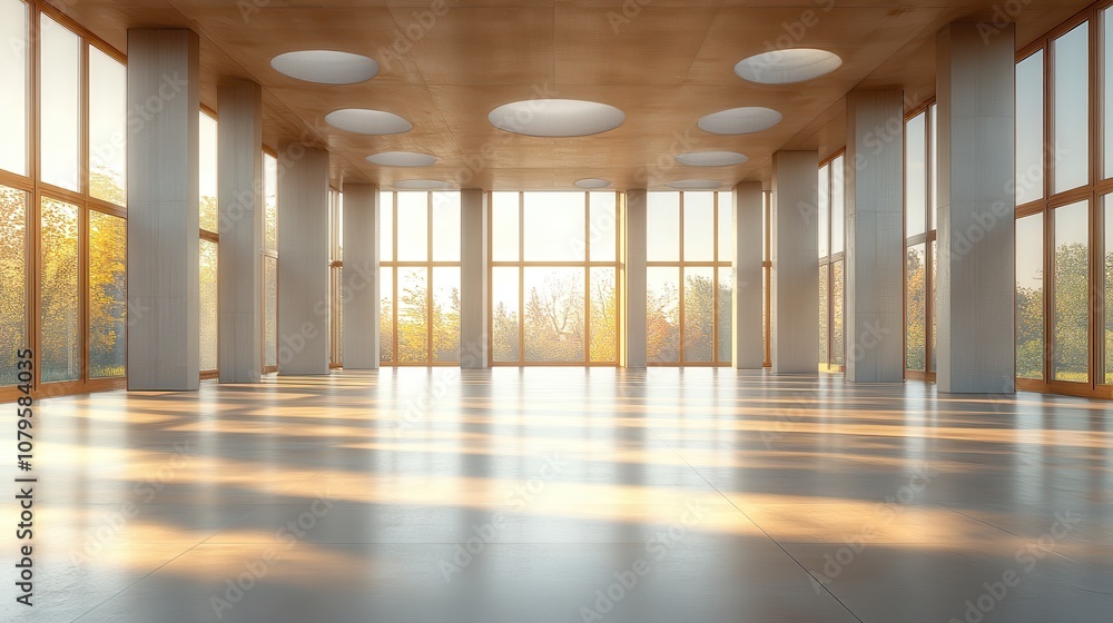 Poster empty room with geometric structure 3d rendering