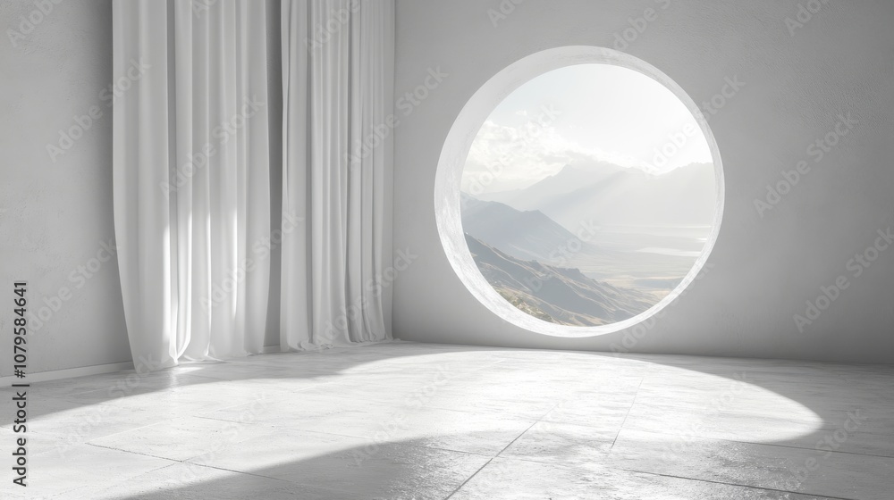 Poster empty round room sense of space 3d rendering