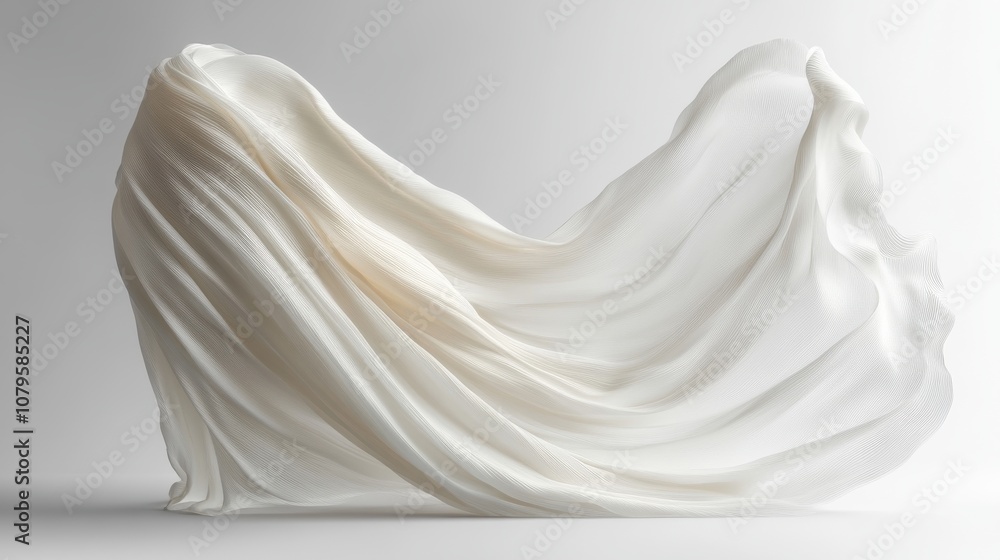 Poster flowing cloth white color background 3d rendering