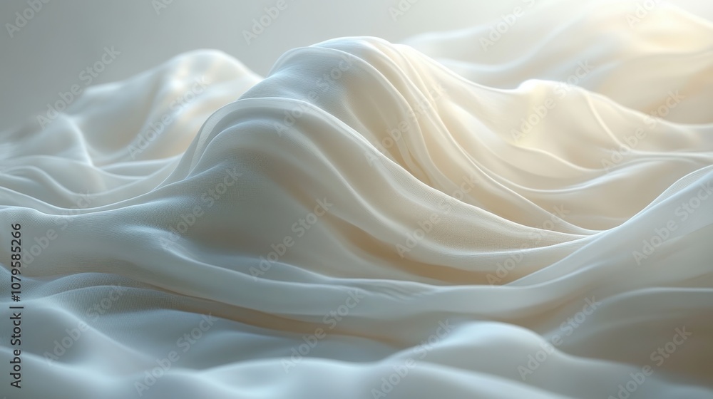 Poster flowing cloth white color background 3d rendering