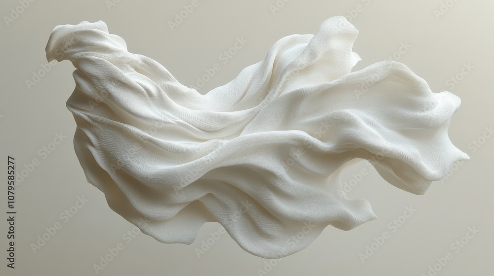 Poster flowing cloth white color background 3d rendering