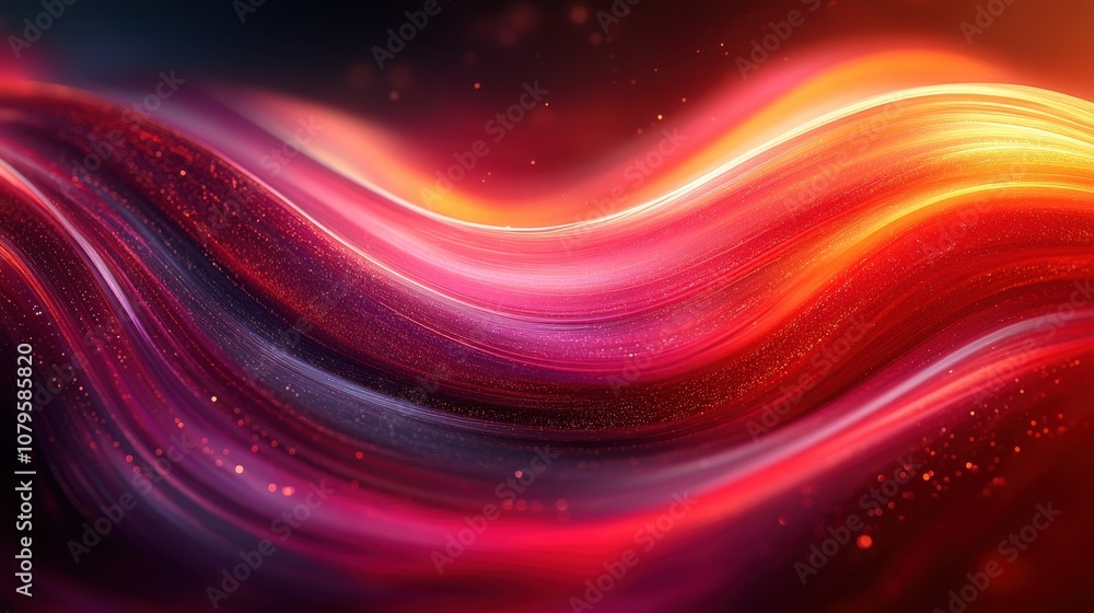 Poster flowing neon curve lines background 3d rendering