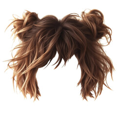 women's kare hairstyle  with two buns  hairs brown blond  colors .
 women fashion beauty style .AI generated
