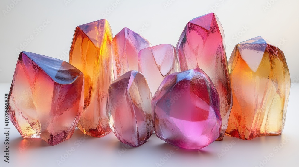 Poster glass geometries with dispersion colors with alpha channel 3d rendering