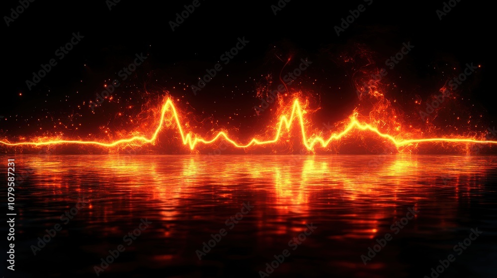 Poster glowing digital heartbeat line reflecting on the monitor 3d rendering