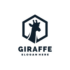 Giraffe silhouette logo design element vector template